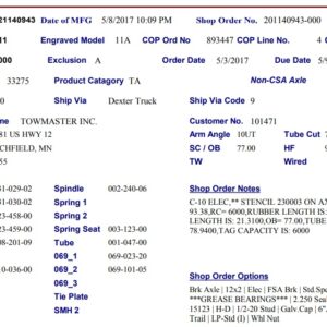 11TF 6K 655 FSA*** Nev R Adjust ELEC W/EZ;LUBE, HF=93.38, OB=77, 10 UP, LOW PRO, STANDARD